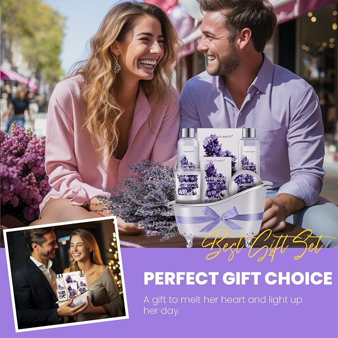 Gift Set for Women Body & Earth Gifts Set Lavender Gift Baskets For Women Bath - Image 3