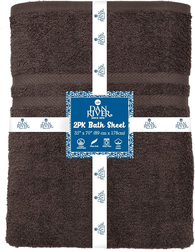 DAN RIVER 2 Pack Luxury Bath Sheets 35x70, 600 GSM, Soft & Quick Dry 100% Ring - Image 2
