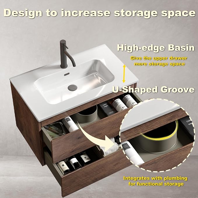 Wall Mounted Floating Bathroom Vanity - Image 3