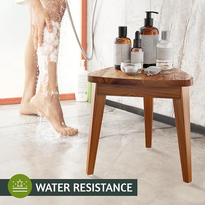 12.4“ Tall Small Teak Shower Stool - Image 4