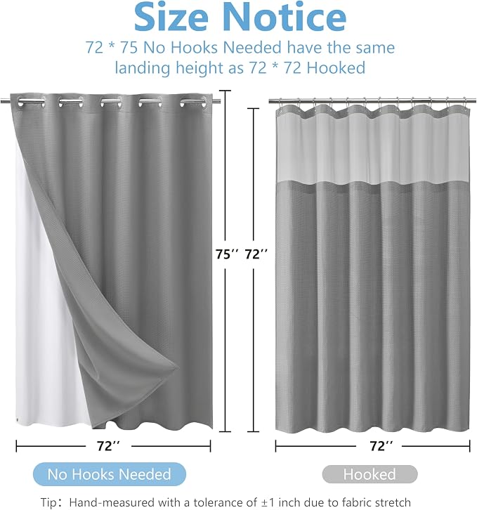 No Hook Waffle Weave Shower Curtain - Image 2