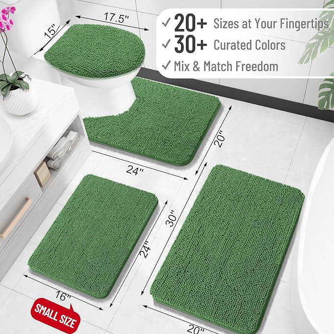 OLANLY Bathroom Rugs 24x16, Extra Soft Absorbent Chenille Bath Rugs, Rubber - Image 2
