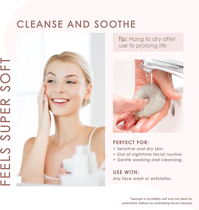 Konjac Face Sponge for Cleansing & Facials | Microplastic Free 100% Natural | - Image 4