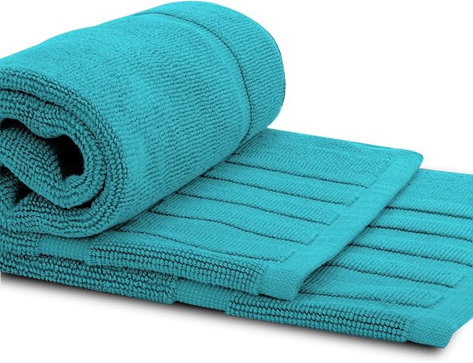 White Classic Luxury Bath Mat Floor Towel Set - Image 4