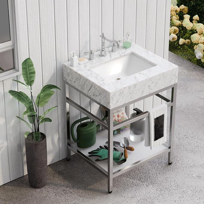 GESIPOR Bathroom Carrara Marble Vanity - Image 6