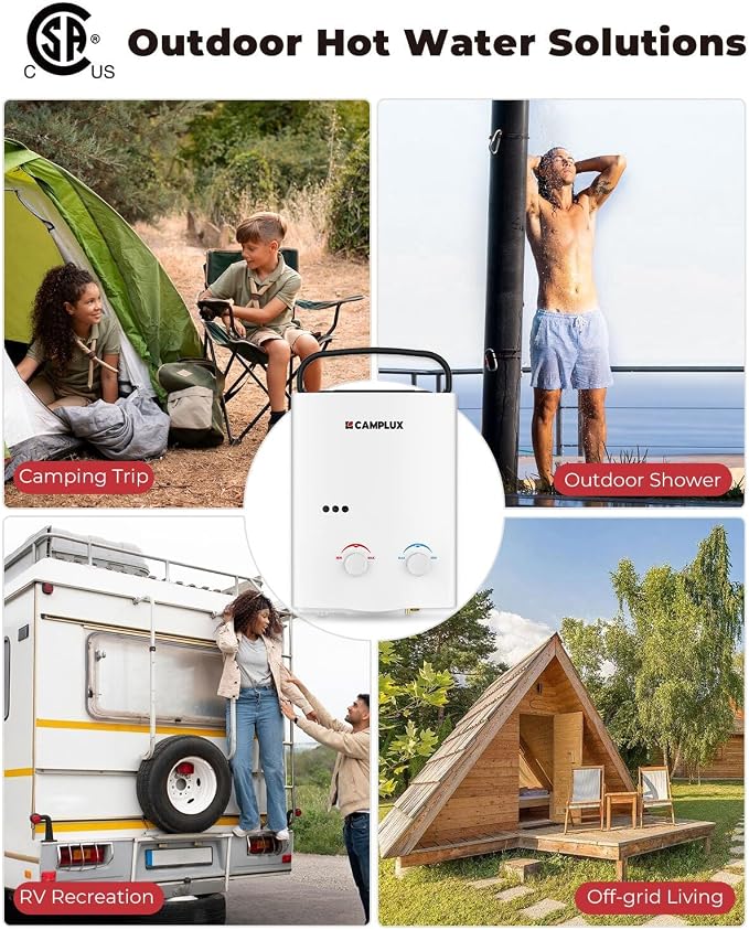 CAMPLUX Tankless Water Heater Outdoor, 1.32 GPM Portable Propane Camping Water - Image 5