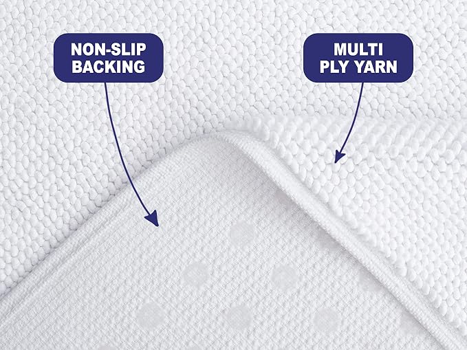 American Soft Linen Bath Rug, 17 in 24 in 100% Cotton Bath Mats Rugs - Image 2