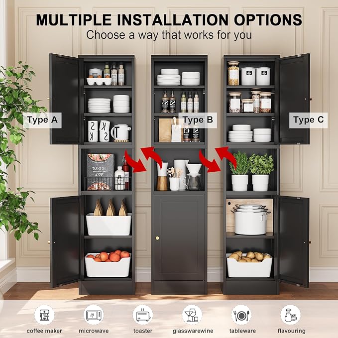 Tall Bathroom Storage Cabinet, Metal Narrow Cabinet - Image 6