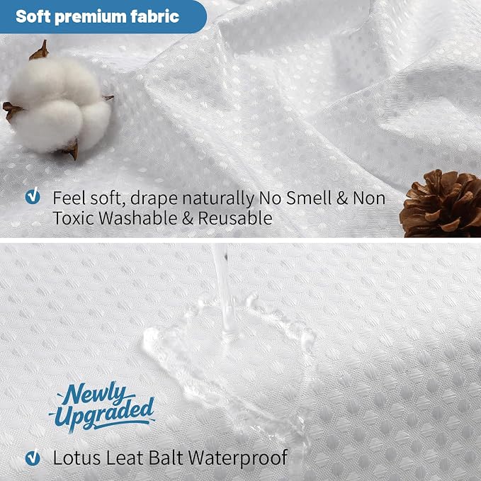 2-in-1 Waterproof Fabric Shower Curtain - Image 4