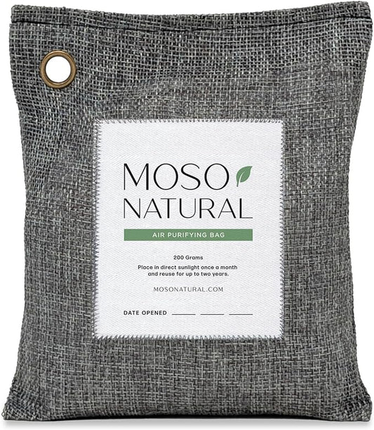 Moso Natural Air Purifying Bag 200g | Premium Bamboo Charcoal Odor Absorber by MosoNatural