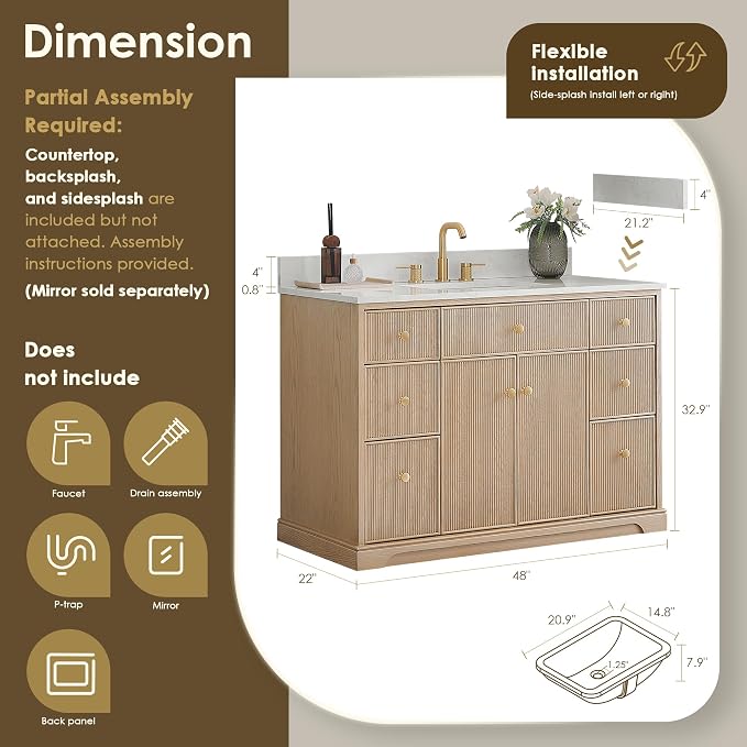 ALTAIR 48 Inch Bathroom Vanity - Image 3