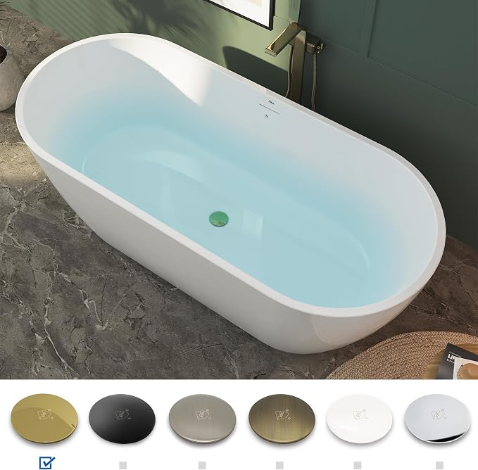 FerdY 67" Bali Elite Acrylic Freestanding Bathtub, Gracefully Shaped - Image 3