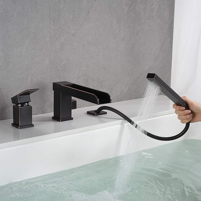 Waterfall Roman Tub Faucets Deck Mount Oil Rubbed Bronze Bathtub Faucets Brass - Image 6