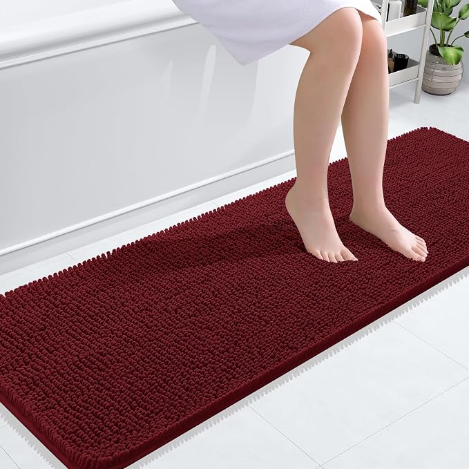 OLANLY Bathroom Rugs 59x20, Extra Soft Absorbent Chenille Bath Rugs, Rubber by OLANLY