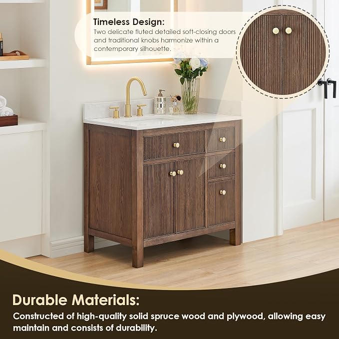 ALTAIR 36 Bathroom Vanity with Sink Mordern Freestanding Single Vanities Large - Image 3