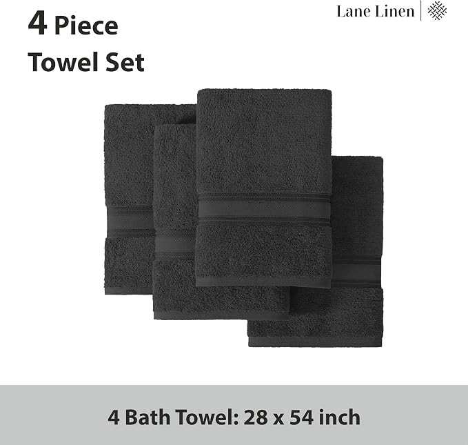 LANE LINEN 100% Cotton Bath Towels 4 Pack - Image 4