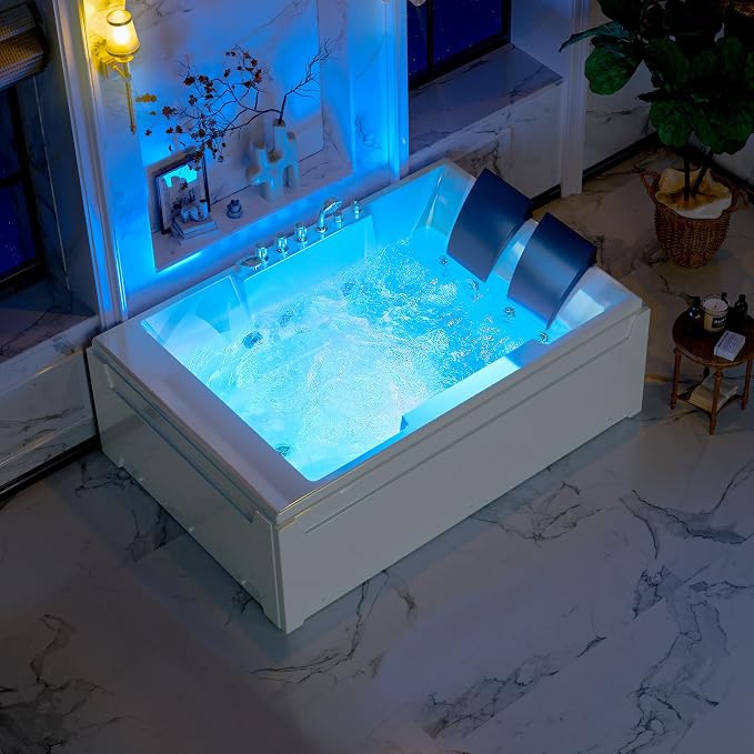 Empava 72" x 48" Whirlpool Tub, 2 Person Jetted Bathtub, Hydro Massage & - Image 2