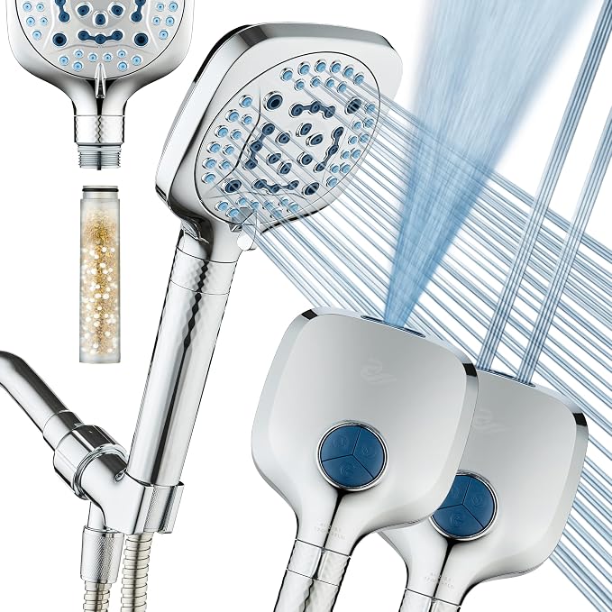 AquaCare 4X High Pressure 10 Spray Mode Filtered Showerhead by HotelSpa
