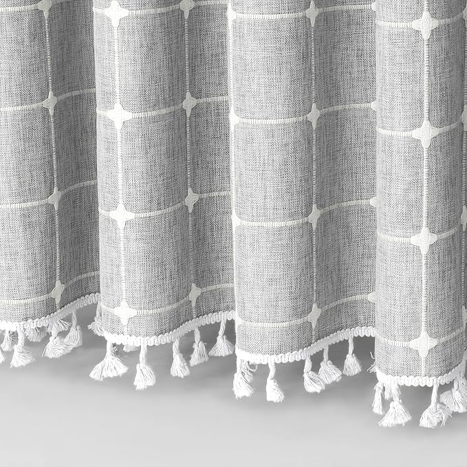 MitoVilla Grey Boho Shower Curtains - Image 5