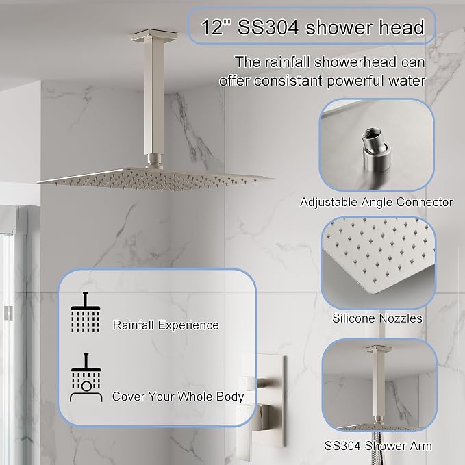WELLFOR 12-In Ceiling Mount Shower System - Image 2