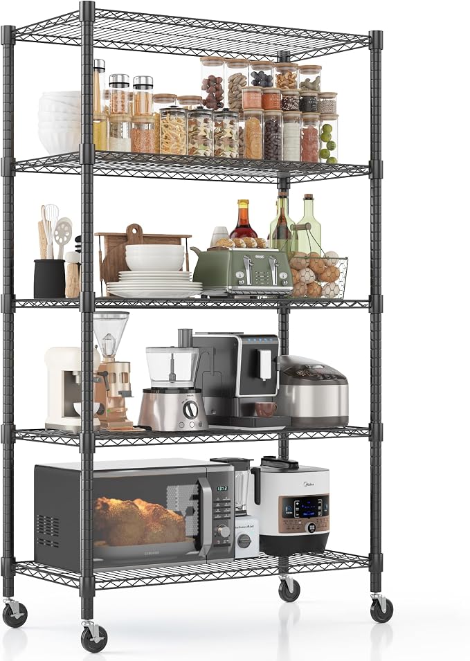 Homdox Heavy Duty Storage Shelves, 5 Tier Wire Shelving Unit by HOMDOX