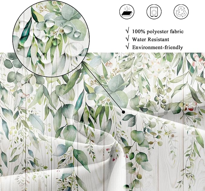 Riyidecor Sage Green Eucalyptus Leaves Shower Curtain - Image 6