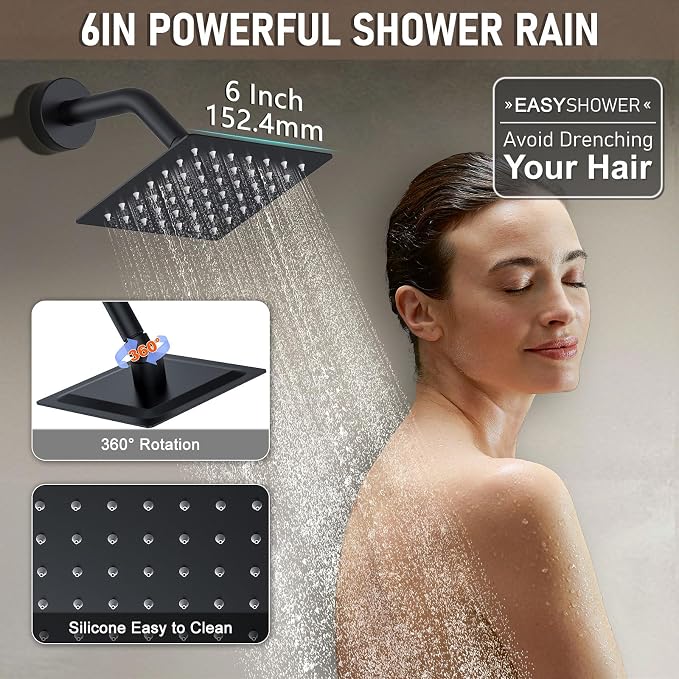Shower Faucet Set Matte Black Shower System, Push Button Diverter 3-Way Shower - Image 3