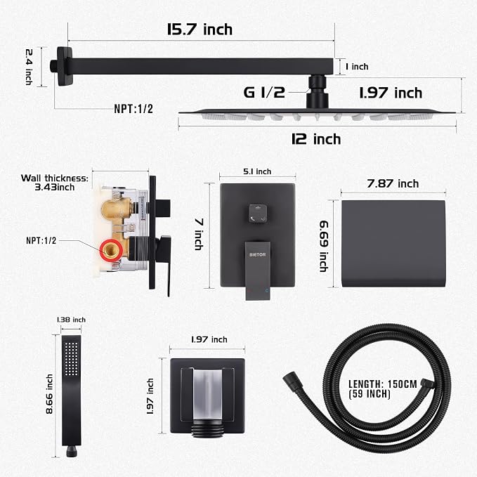 Wall Mounted Shower Faucet Set, Shower System - Image 6