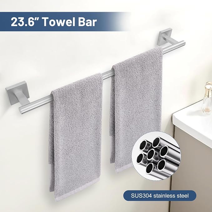 TURS Brushed Nickel 5 Piece Bathroom Hardware Accessories Set, SUS304 Stainless - Image 2