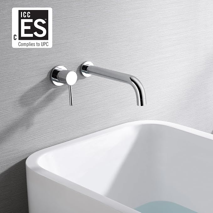 sumerain Wall Mount Tub Faucet Chrome Tub Filler Long Spout Wall Bathtub Faucet - Image 2