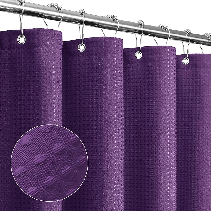 Gibelle Purple Shower Curtain, Waffle Weave Textured Fabric Shower Curtain by Gibelle