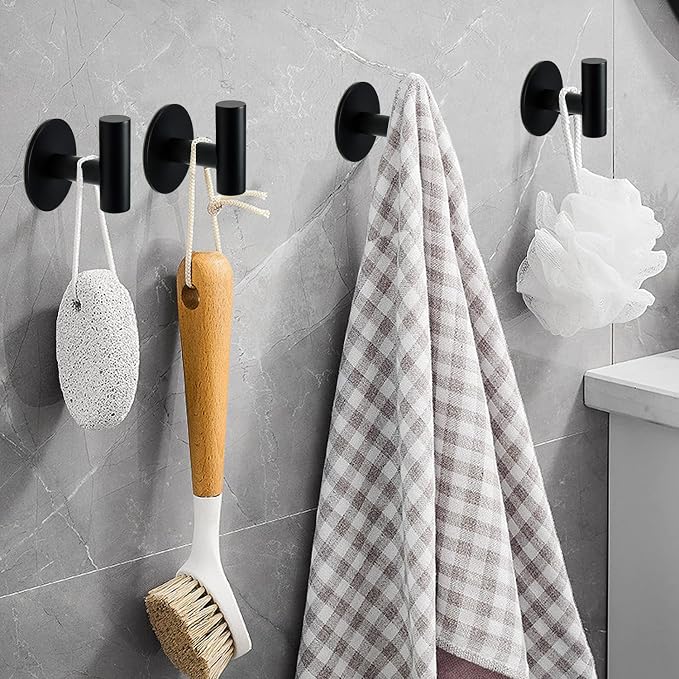 Self Adhesive Towel Hook Matte Black Coat Hook Brushed Nickel SUS304 Stainless - Image 3