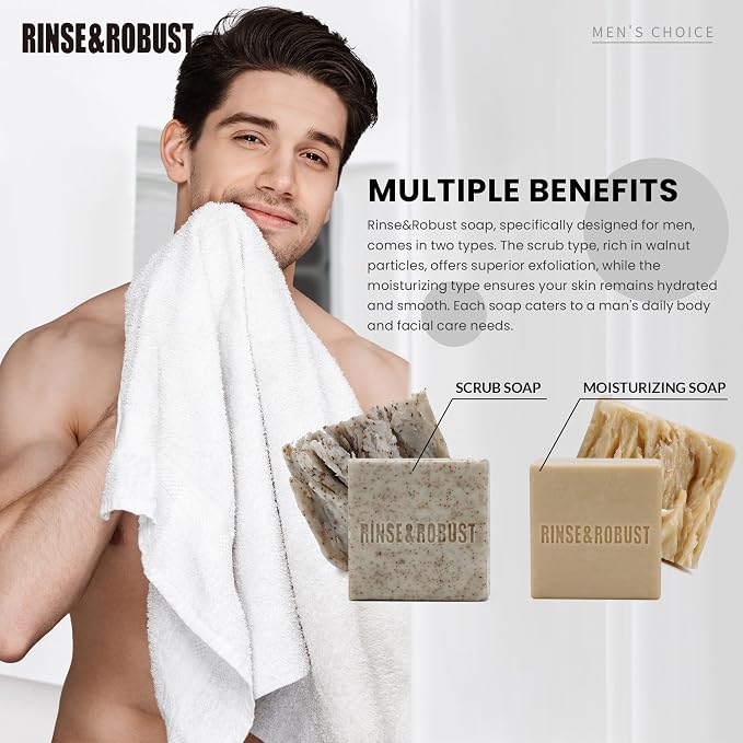 Rinse & Robust Mens Natural Bar Soap 6Pcs Handmade Cleansing - Image 3