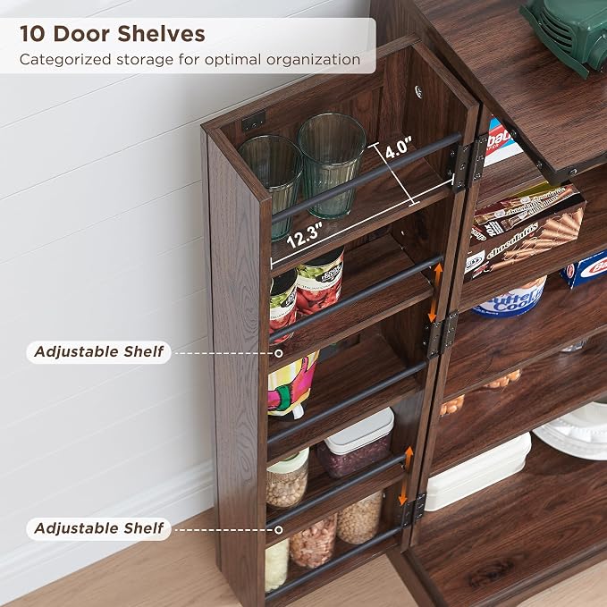 ACCOHOHO 47" Kitchen Pantry, Farmhouse Storage Cabinet - Image 5