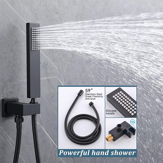 Matte Black Shower System Set Temperature Display Push Button Shower Faucet - Image 5