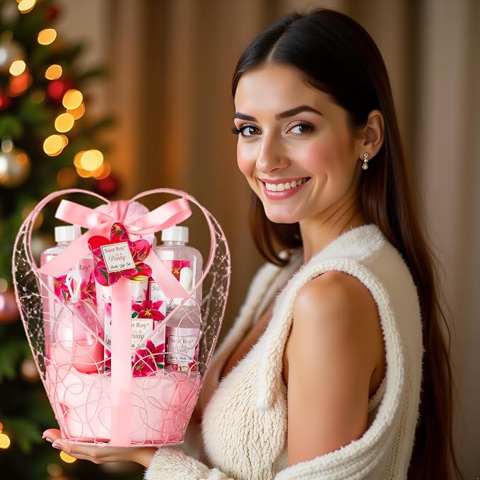 Gift Basket Christmas Gifts for Women Spa Set Lily & Peony Home Spa Set - Image 3