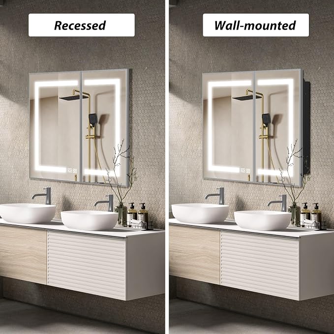 APRILSOUL 36X30 Inch Silver Bathroom Medicine Cabinet - Image 3