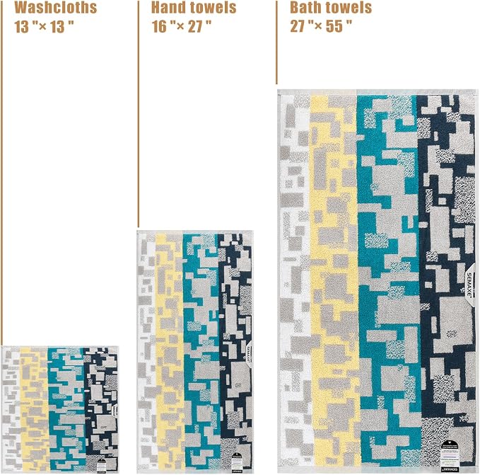 SEMAXE 18-Pack Bath Towel Set Include 6 Bath Towels, 6 Hand Towels, 6 Wash - Image 5