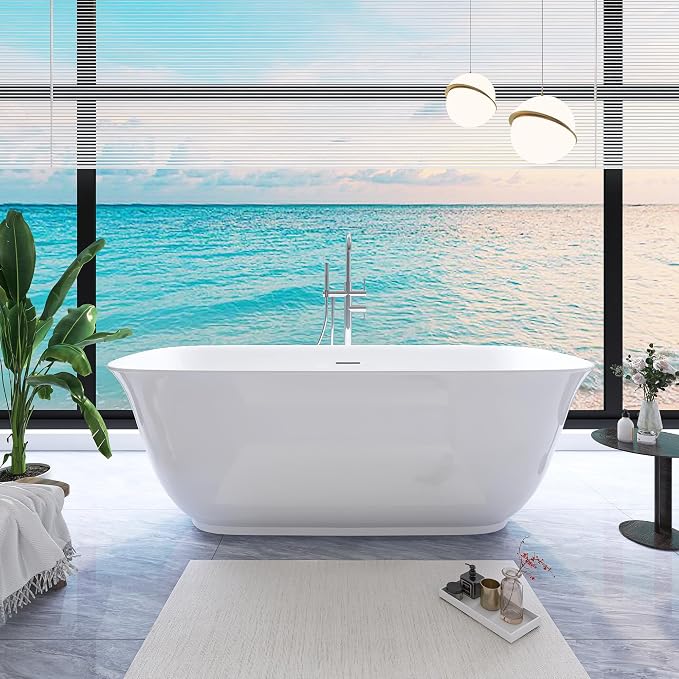 67" Free Standing Tub, Pure Acrylic Freestanding Bathtub, Stylish Stand Alone by Sylonwill