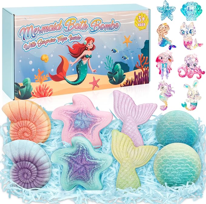 Mermaid Bath Bombs for Kids by Toidgy