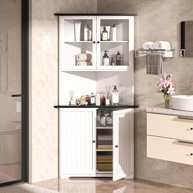 VEIKOU 71" Corner Storage Cabinet - Image 9