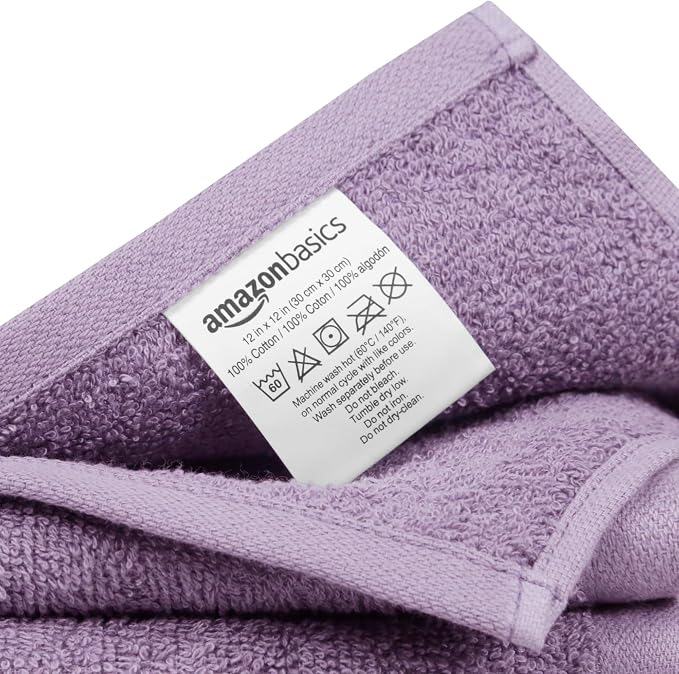 Amazon Basics face Towels for bathroom, 100% Cotton Extra Absorbent washcloth - Image 3