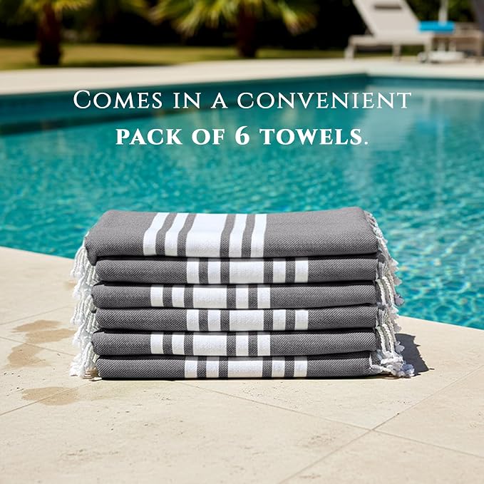 Turkish Cotton Beach Towel Pack of 6 & 1 Boho Tote Bag - Image 5