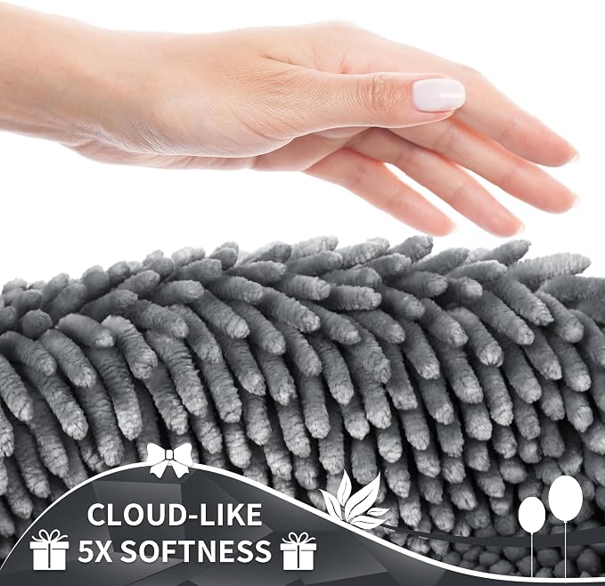 Yimobra Chenille Bathroom Rugs Non Slip, Extra Thick Soft Absorbent Bath Rug - Image 5