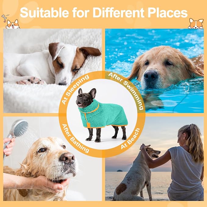 Bienbee Dog Bathrobe, Quick Drying Super Absorbent Dog Robes - Image 6