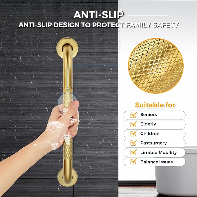 Grab Bars for Shower, 2 Pack 32-Inch Anti Slip Shower Handles for Elderly - Image 3