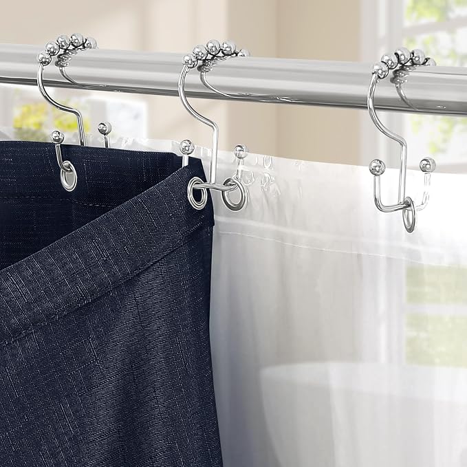 MitoVilla 3 in 1 Shower Curtain Set, Waterproof Fabric Hotel Bathroom Curtain - Image 4