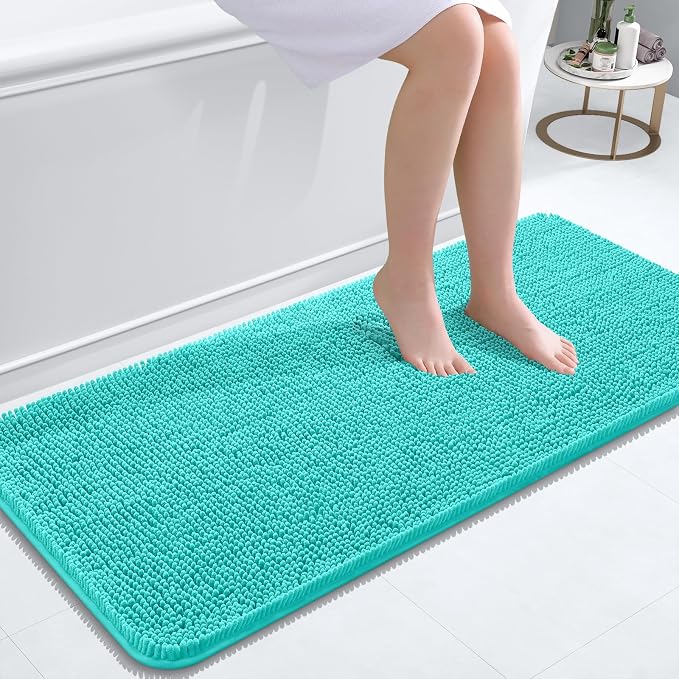 OLANLY Bathroom Rugs 47x20, Extra Soft Absorbent Chenille Bath Rugs, Rubber by OLANLY