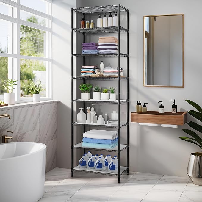 Finnhomy 8-Tier Wire Shelving Unit Adjustable Steel Wire Rack Shelving - Image 5