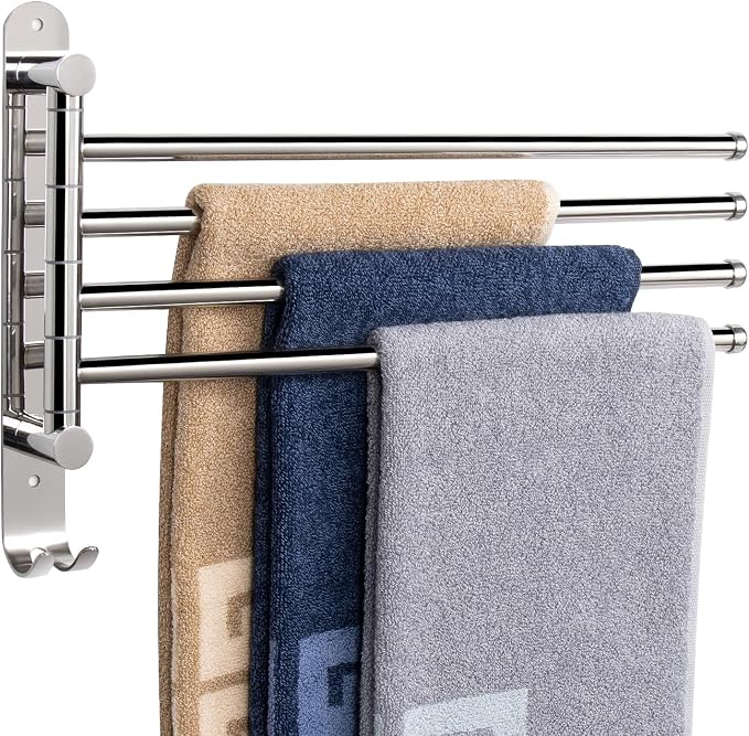 NearMoon Swivel Towel Rack, 13.8" Thicken 304 Stainless Steel 4-Arm Towel Bar by NearMoon